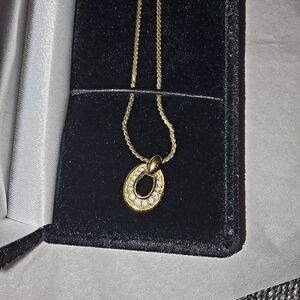 Christian Dior Elegant Gold-tone Pendant Necklace, Used